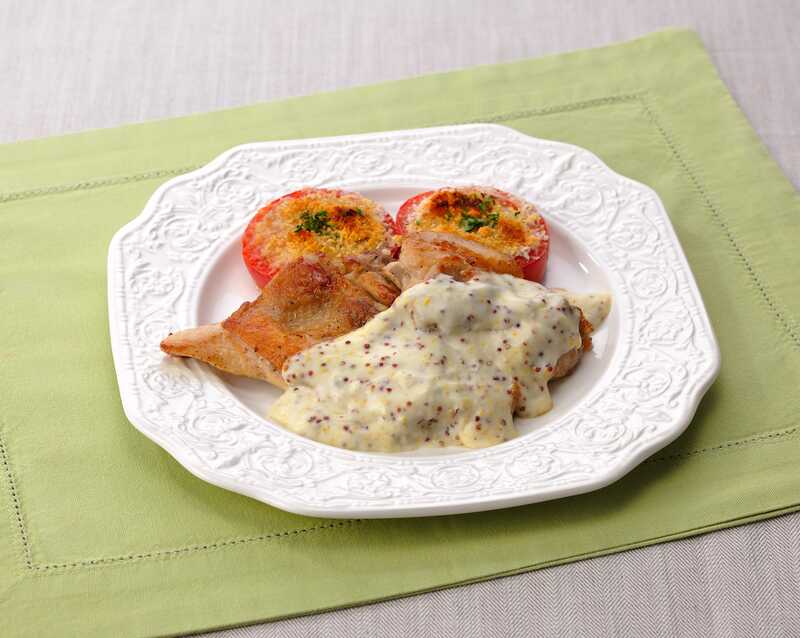 マイユレシピ グリルチキンのマスタードクリームソース