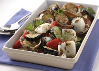 マイユレシピ 魚介と野菜のマスタードマリネ