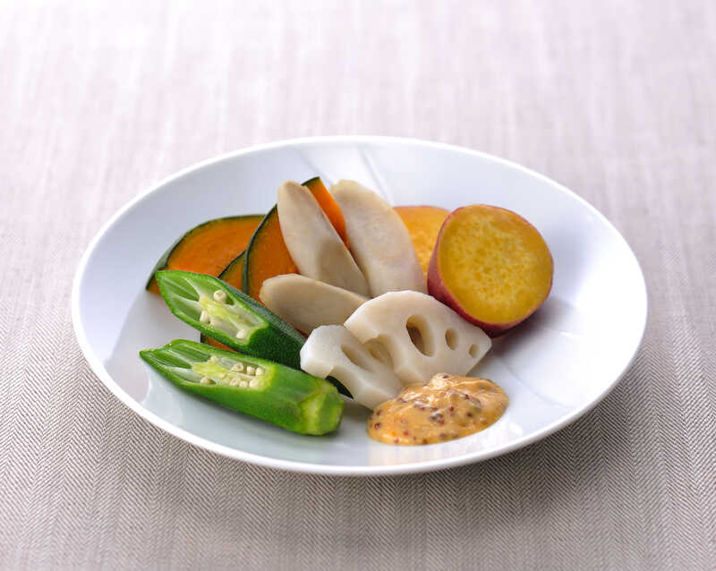 マイユレシピ 味噌マスタードディップで食べる　蒸し野菜の盛り合わせ
